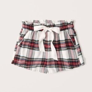 Abercrombie & Fitch Paperbag Waist Flannel Shorts Plaid Size S